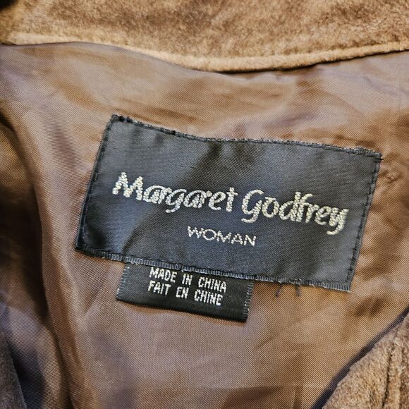 Vtg Margaret Godfrey Brown Suede Jacket Womsns 2X Button Up Pockets Western Boho - Picture 6 of 9